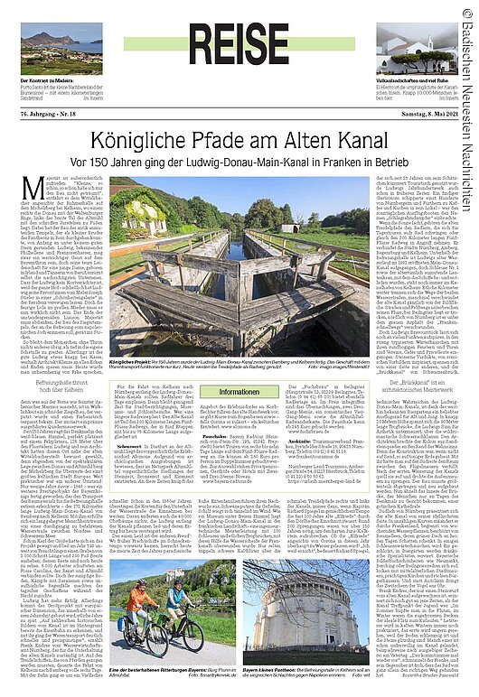 Artikel zum Ludwig-Donau-Main-Kanal, 8. Mai 2021
