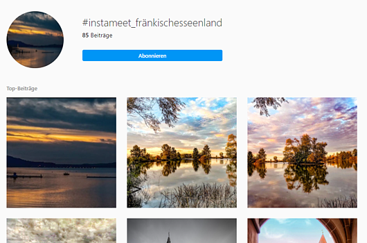 Bildübersicht zum InstaMeet-Hashtag "Fränkisches Seenland" (Stand 20. Oktober 2021)