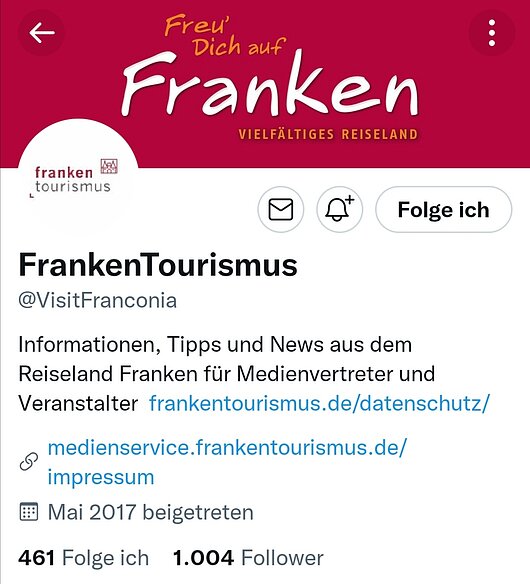 Twitter-Profil "FrankenTourismus"