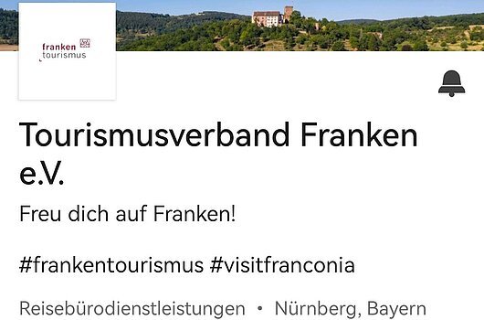 LinkedIn-Profil "Tourismusverband Franken" (Stand 12.2023)