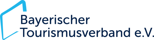Logo des Bayerischen Tourismusverbands e. V. mit stilisiertem blauen Rahmen und Schriftzug