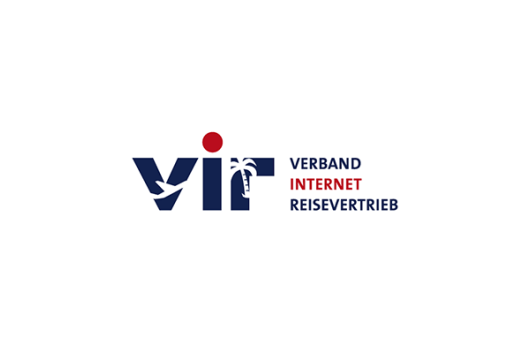 Verband Internet Reisevertrieb Logo mit den Buchstaben V, I, R und einem stilisierten Palmenmotiv, daneben der Text Verband Internet Reisevertrieb.