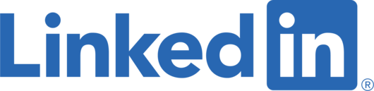 LinkedIn Schriftzug in blauer Farbe mit den Buchstaben „in“ in einem blauen Quadrat